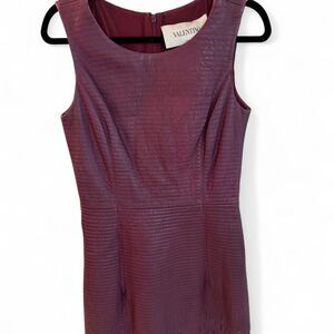 Valentino Women's Burgundy Leather Quilted Dress